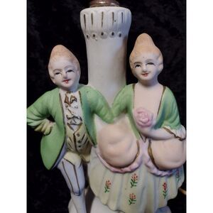 Vintage Victorian Couple Porcelain Pastel Boudoir Table Lamp Cottage Core Granny
